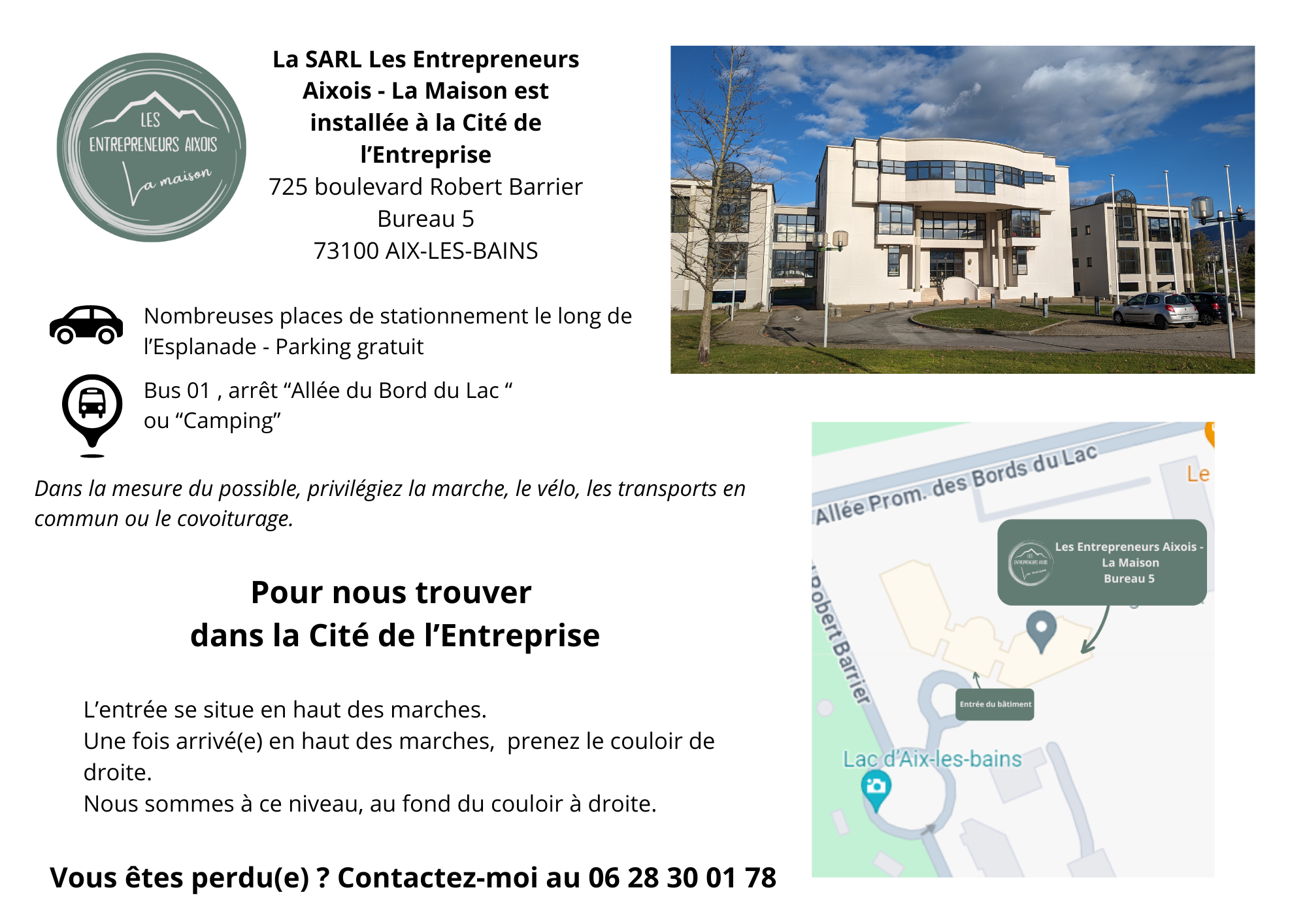 Façade du centre de test psychotechnique La Maison des Entrepreneurs Aixois à Aix-les-Bains